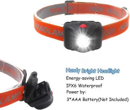 Miniatura 2 de Paquete de 4 faros LED de 5 W súper brillantes de un solo modo, faros delanteros impermeables y ligeros para adultos y niños, correr y acampar