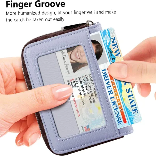 Miniatura 2 de FurArt Cartera con Cremallera para Mujeres, Cartera con Bloqueo RFID para Tarjetas de Crédito, Portador de Tarjetas de Presentación, Cartera Llavero