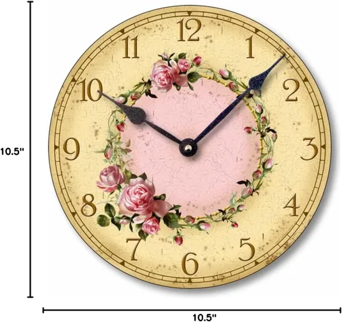 Miniatura 4 de Artículo C6032 Reloj estilo vintage Shabby Chic rosas rosas (10.5 pulgadas de diámetro)