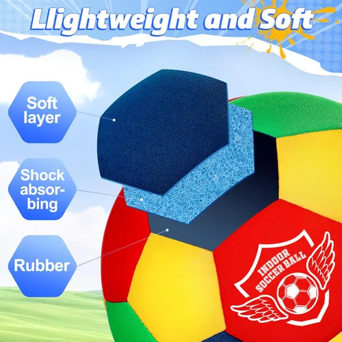 Miniatura 5 de HopeRock Pelota de Fútbol Blanda de Espuma para Interior Tamaño 4 para Niños para Tu Hogar, Ligera Segura y Divertida para Entrenamiento