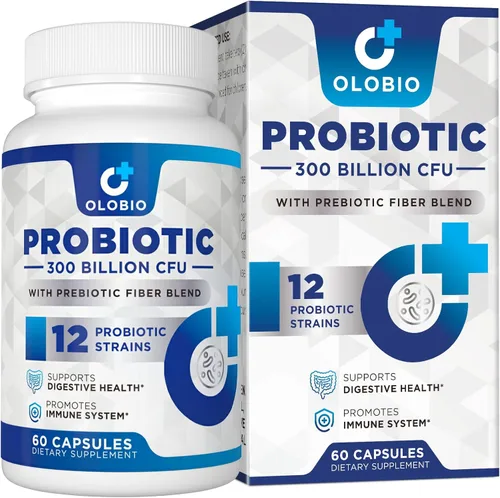 Probiótico de 300 mil millones de UFC, 12 cepas con 3 prebióticos orgánicos, probióticos para mujeres y hombres, suplemento diario para la salud