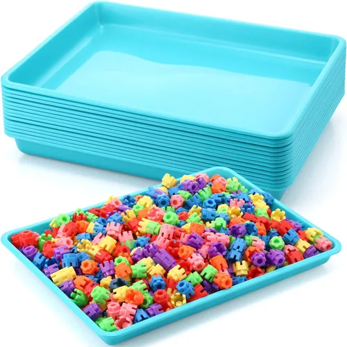 Miniatura 11 de Maitys Paquete de 15 bandejas de arte de plástico de 12 x 16 pulgadas, bandejas sensoriales para proyectos de bricolaje, pintura, cuentas, joyería