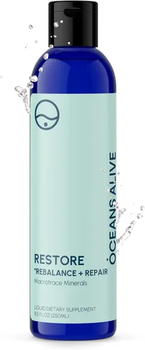 Restore - Rebalance + Repair Liquid Drops – Solución mineral de traza iónica para hidratación, electrolitos y suplementos minerales, oligoelementos