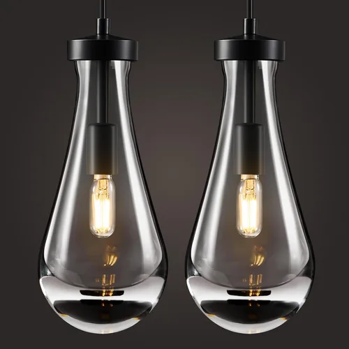 Miniatura 14 de Lámparas Colgantes de Gota de Lluvia para Isla de Cocina: Lámparas de Gota de Lluvia de Cristal de 2 Luces - Lámparas de Latón Dorado para sobre