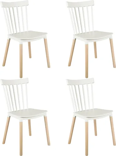 Miniatura 12 de DSW - Sillas de comedor de plástico modernas sin brazos con patas de madera para estar, dormitorio, cocina, comedor, sala de espera, restaurantes
