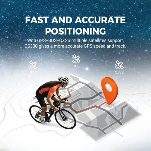 Miniatura 2 de COOSPO CS300 - Computadora de bicicleta con GPS, computadora de ciclismo inalámbrica con pantalla LCD de retroiluminación automática 2.6