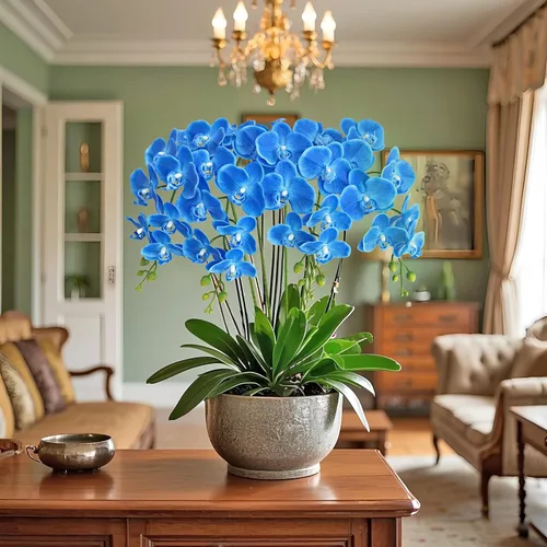 Miniatura 3 de Htmeing Flores artificiales de Phalaenopsis de 38 pulgadas, ramas de tacto real (no seda), flores de orquídeas para decoración de hogar, oficina