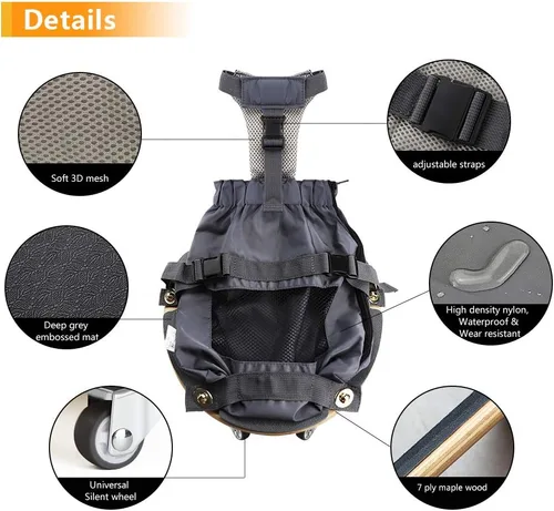 Miniatura 5 de derYEP Silla de ruedas para mascotas para patas traseras paralizadas para perros que protegen el pecho y las extremidades