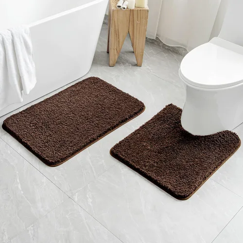Miniatura 117 de MIULEE Juego de 2 alfombras de baño antideslizantes peludas extra gruesas y suaves, alfombrillas de baño de microfibra suave absorbente de agua