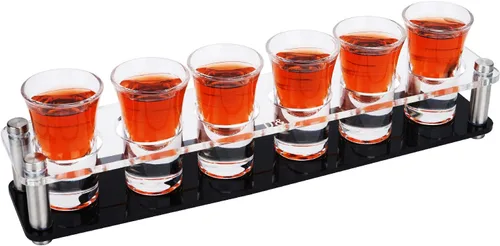 Miniatura 7 de D&Z Vasos de chupito de 1 onza con soporte, juego de 12 vasos de chupito de base pesada, fácil de transportar sin derrames, recipientes para beber