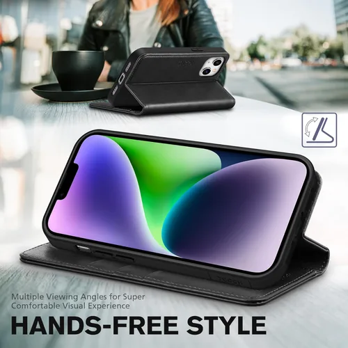 Miniatura 5 de TUCCH Funda tipo cartera para iPhone 14 de 6.1 pulgadas, [3 tarjetas] ranuras [bloqueo RFID] Funda de piel sintética, con funda interior de TPU a