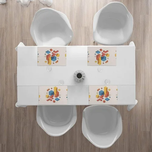 Miniatura 6 de Juego de 4 manteles individuales rectangulares, resistentes al calor 3D isométricos impresos para cocina y comedor
