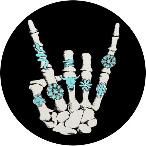 Miniatura 3 de Western Rock On Skeleton American Rodeo Cowboy Regalos divertidos PopSockets Estándar PopGrip