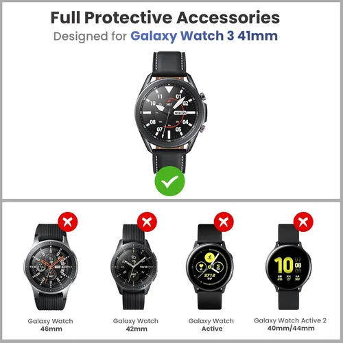 Miniatura 2 de Goton 3 en 1 Accesorios para Samsung Galaxy Watch 3 de 41 mm, 1 Carcasa de Armadura de TPU Resistente + 2 Películas Protectoras de Pantalla