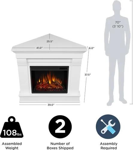 Miniatura 4 de Real Flame Chateau - Chimenea eléctrica esquinera de 41 pulgadas con repisa para sala de estar o dormitorio, calentador de inserto reemplazable