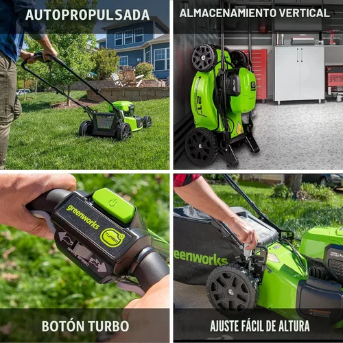 Miniatura 5 de Greenworks 48V (24V x 2) Herramienta de patio inalámbrica de alto rendimiento Combo: cortacésped autopropulsado de 21 pulgadas, recortadora