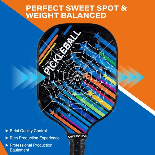 Miniatura 3 de Pickleball Paddles Set of 4, Fiberglass Pickleball Paddles with Honeycomb Core, Lightweight Pickleball Set with Balls & Bag for Men, Women & Azul