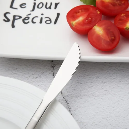 Miniatura 5 de VANRA Juego de 3 cuchillos de postre de 5.2 pulgadas, tenedores de ensalada, cucharas de té, aperitivo de acero inoxidable, cuchillos para servir