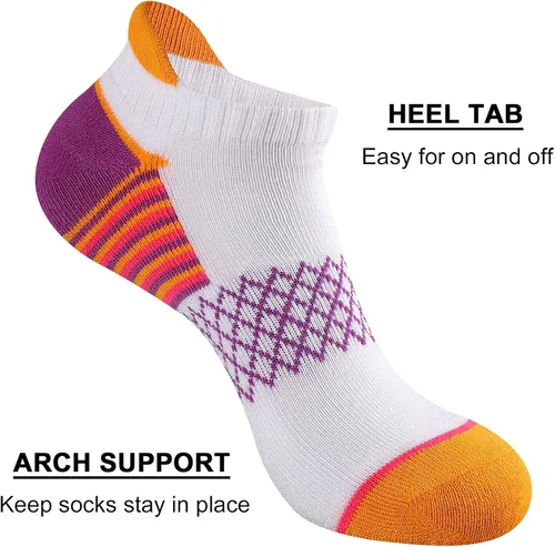 Miniatura 2 de eallco Calcetines de tobillo para mujer, calcetines deportivos acolchados con lengüeta, 6 pares