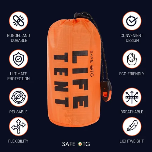 Miniatura 4 de Emergency Survival Tent Life Shelter 2 Person Mylar Tube Tents Tarp with Whistle & Paracord Year-Round All Weather Protection for Car Outdoor Hiking
