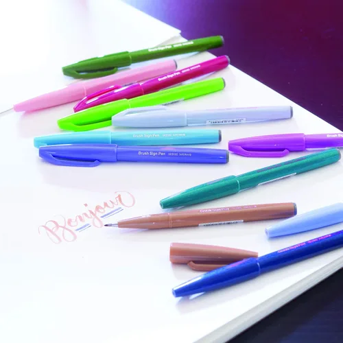 Miniatura 9 de Pentel Arts Sign Pen - Rotulador con punta de pincel, colores surtidos, caja de 12 unidades (SES15C2PC12)
