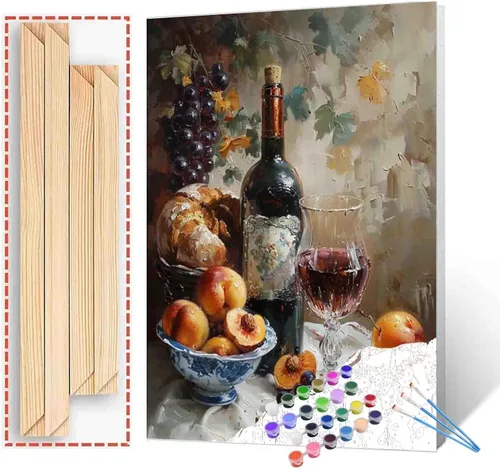 Miniatura 23 de Pintura de frutas por números para adultos, pintura al óleo digital de uva, sandía, naranja, melocotón, ciruela, lienzo, pintura acrílica, divertida