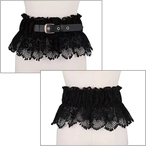 Miniatura 4 de Ayliss Cinturón ancho elástico de encaje de cintura ancha elástica para mujer, cinturón de vestir de moda con cincha elástica, cinturón retro