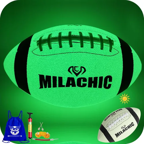 Miniatura 8 de Balón de fútbol que brilla en la oscuridad Tamaño 9 y Tamaño 6 para jóvenes, balones de fútbol luminosos y brillantes con súper agarre, de piel