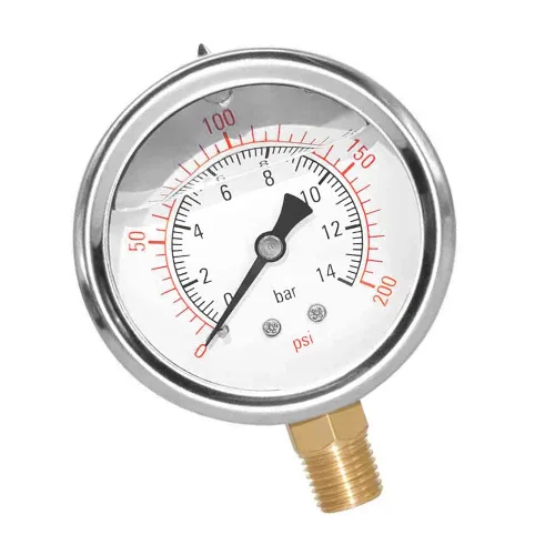 Miniatura 8 de Manómetro de presión de 1/4" NPT, lleno de glicerina, esfera de 2 1/2 pulgadas, 0-30 psi, caja de acero inoxidable 304, montaje trasero central