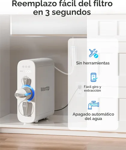 Miniatura 6 de Waterdrop Filtro G3-2CFCB, repuesto para sistema de ósmosis inversa Waterdrop G3-W, G3P600 y G3P800, paquete de 2 filtros G3-N1CF y 1 filtro