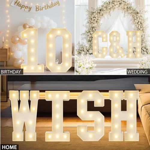 HXWEIYE Letras grandes iluminadas y letras grandes de marquesina de 3 pies con luces, marco de globo de mosaico, letra gigante de bebé para baby