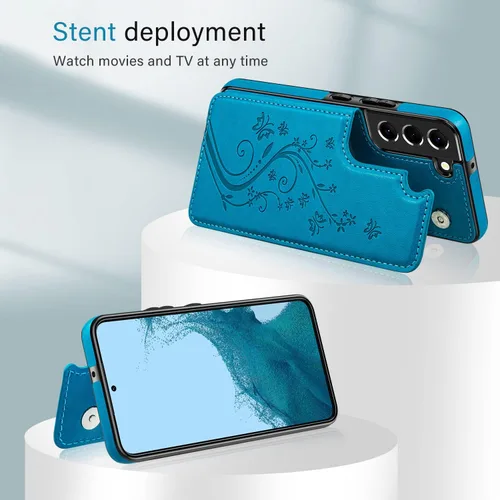 Miniatura 3 de Korecase Funda tipo cartera para Samsung Galaxy S23 con tarjetero, funda clásica de piel con función atril, doble hebilla magnética a prueba
