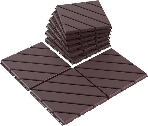 VANCASTLE - Baldosas entrelazadas de 12 x 12 pulgadas, para exteriores, impermeables, para patio, piscina, garaje y gimnasio, 1 pie cuadrado, Marrón