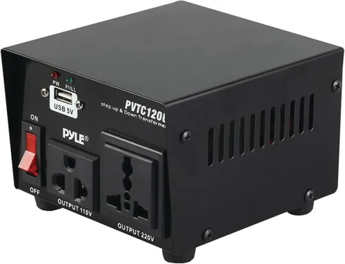 Miniatura 9 de Pyle Convertidor de Voltaje Subida y Bajada - Transformador de Voltaje Convertidor de 500 Vatios con Puerto de Carga USB, Adaptador de Corriente UK