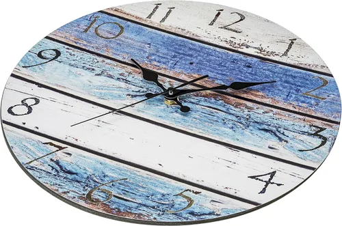 Miniatura 4 de Bernhard Products Reloj de pared rústico de playa de 12 pulgadas, redondo, silencioso sin tictac, de cuarzo, funciona con pilas, aspecto de madera