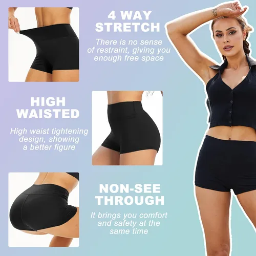 Miniatura 3 de 3 Pack Yoga Shorts - 3" Spandex High Waisted Volleyball Booty Shorts for Women Soft Tummy Control Dance Biker