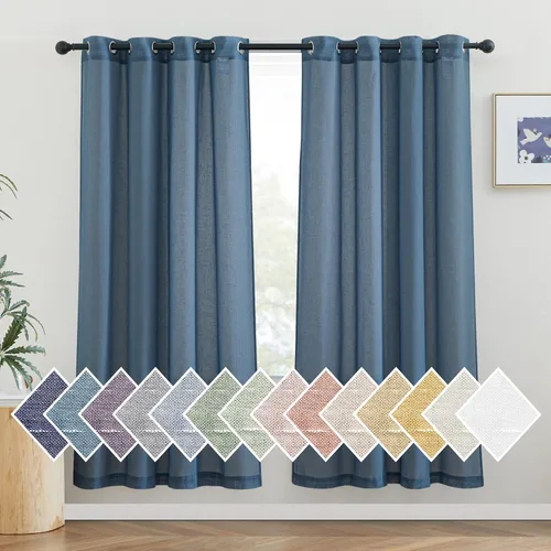 Miniatura 87 de NICETOWN Cortinas de lino traslúcidas con textura de lino de 84 pulgadas de largo, con ojales semitraslúcidos, tratamientos de ventana, privacidad