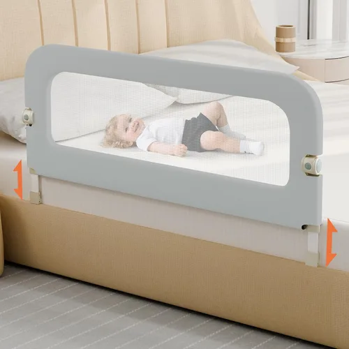 Miniatura 13 de Barandilla de Protección para Cama de Niños Pequeños - Rieles de Seguridad para Cama de Bebé Plegables y de Altura Ajustable de 32 Pulgadas