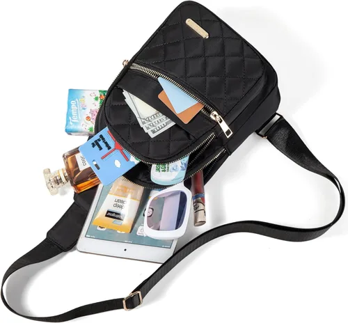 Miniatura 6 de Banelu Mochila Pequeño Bolso Bandolera para Mujeres de Moda, Bolso Pequeño de Cadera de Cruz Mochila de Senderismo de Viaje