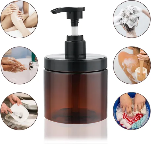 Miniatura 7 de Dispensador de Bomba de Cosywell 2 Paquetes 16.9oz/500ml Dispensador de Champú y Acondicionador Boca Ancha Dispensador de Jabón de Manos Recargable