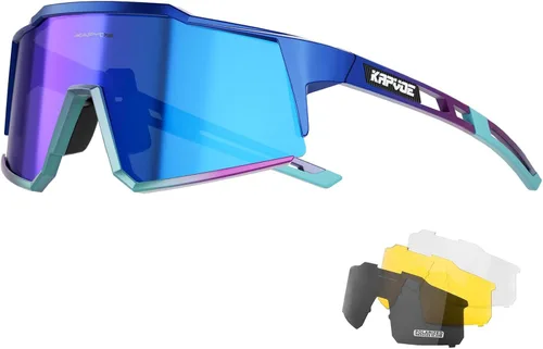 KAPVOE Gafas polarizadas con 1 lente o 4 lentes de protección UV para mujeres y hombres, gafas de sol para ciclismo, marco TR90, para deportes en