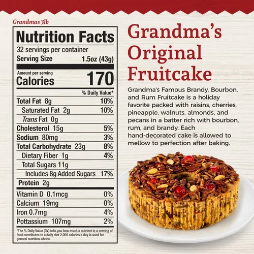 Miniatura 2 de Beatrice Bakery Co. Pastel de Frutas Original, Frutas y Nueces Tradicionales de la Abuela Recién Hechas, Pastel de Frutas con Brandy, Bourbon y Ron