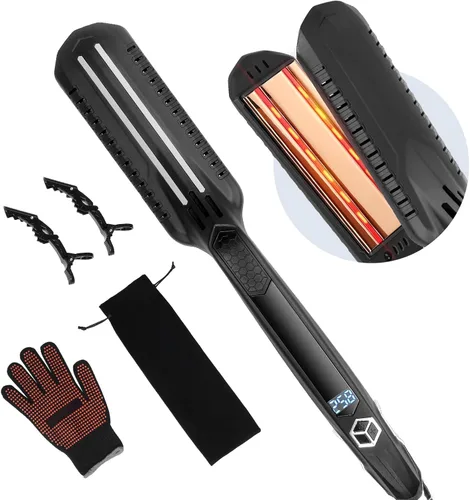 Miniatura 9 de Happybuy Plancha de pelo de titanio, ¡tu compañero de peinado ideal! Esta plancha de 1.5 pulgadas cuenta con calefacción por infrarrojos, una