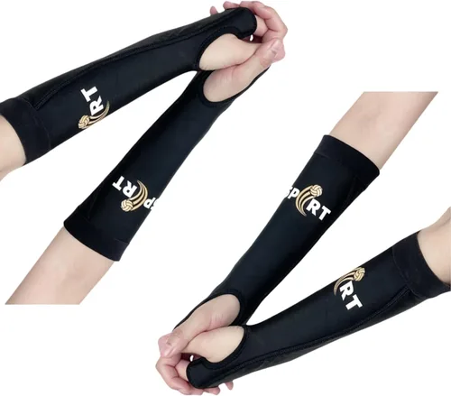 Mangas de brazo de voleibol con almohadilla de antebrazo y orificio para el pulgar, funda para antebrazo para proteger el golpe de pelota, picadura
