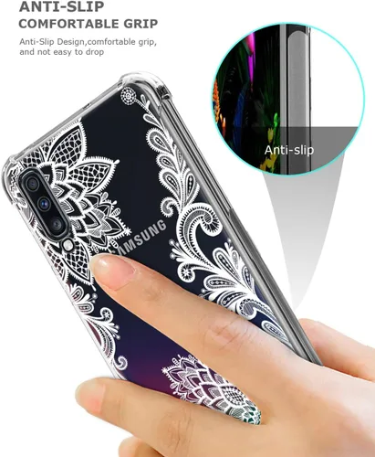 Miniatura 6 de Funda transparente floral para Galaxy A70 para mujeres y niñas, bonita funda de teléfono para Samsung Galaxy A70 (2019), diseño de flores, FL-S