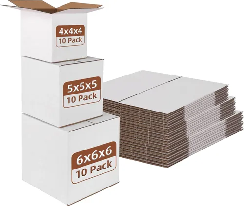 Miniatura 12 de Hoikwo Paquete de 40 cajas de envío de 4 x 4 x 2 para pequeñas empresas, cajas de cartón de embalaje negras, caja de embalaje de correo móvil