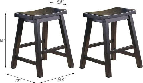 Miniatura 3 de Lexicon Victoria - Juego de 2 taburetes de altura de mesa de madera maciza, taburetes de cocina para comedor, asientos de silla sin brazos, perfecto