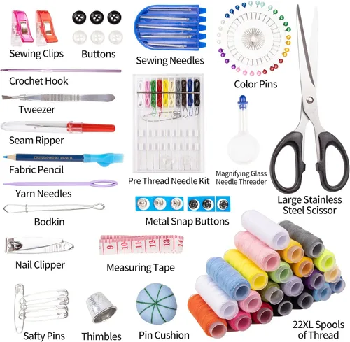 Miniatura 2 de TALERLUV Kit de costura de aguja e hilo para adultos, juego básico de costura a mano para principiantes, viajes, pequeños arreglos y reparaciones
