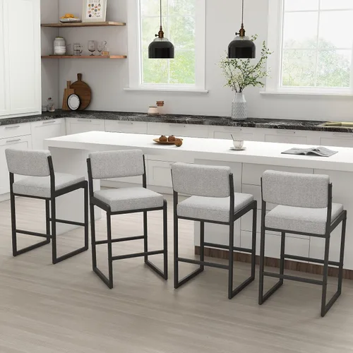 Miniatura 10 de SAECKBERG Taburetes de bar modernos de altura de mostrador, sillas de barra de 26 pulgadas de altura con respaldo, taburetes tapizados, taburetes
