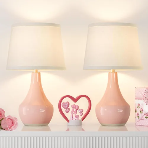Miniatura 11 de Seealle Lámparas de Mesa de Cerámica Modernas para Mesitas de Noche - Juego de 2 Lámparas de Cabecera para Mesita de Noche, Lámpara Blanca